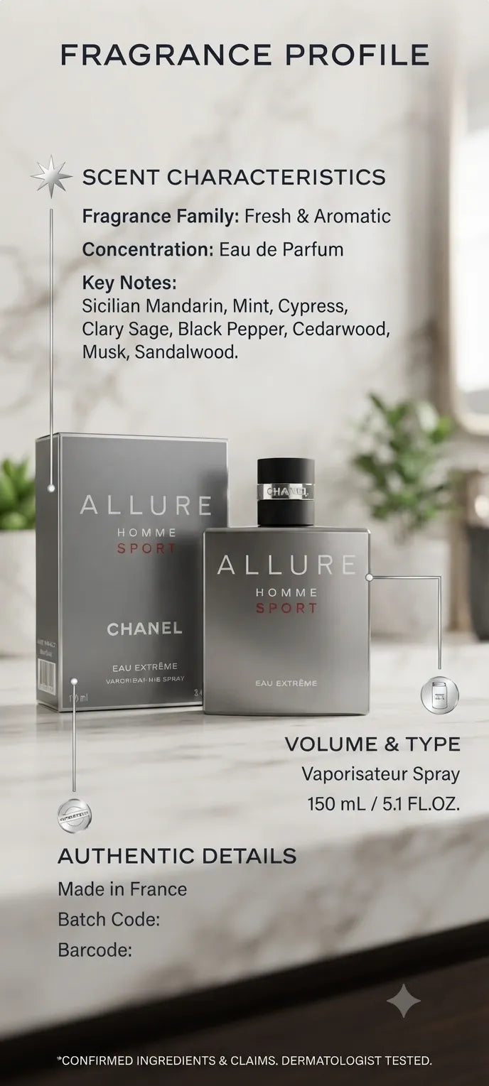 Chanel Allure Homme Sport Eau Extreme Cologne for Men, 150 ml